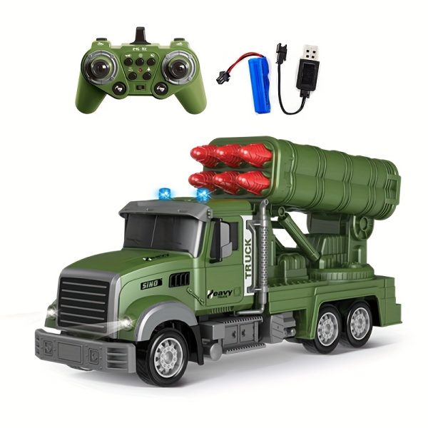 Electric Remote Control Simulation Military Missile Launcher Car, Rocket Cannon Outdoor Off-road Vehicle, Kids Toy Model Boy, With Light Music Effect, Best Birthday Gift, Halloween, Christmas Gift