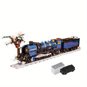 Orient Express Vintage Steam Locomotive Building Set, 1052pcs, Functional Retro Steam Train Model Kit with Tracks, Collectible Display Toy for Ages 14+, ABS Plastic