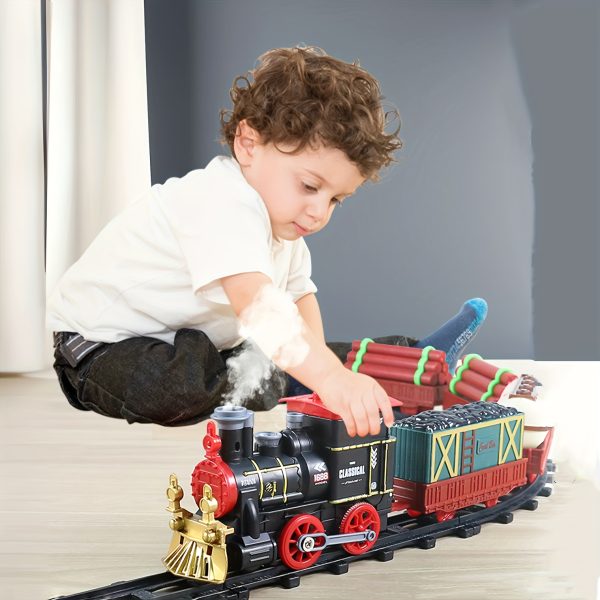 Retro Steam Train Track Set With Realistic Train Model, A Toy For Parent-child Interaction Birthday Gift Halloween Christmas Gift