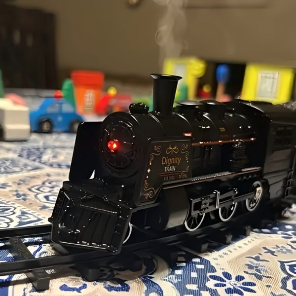 Retro Steam Train Set Electric Metal Train Steam Rail Car, Simulation Alloy Train, Lighting And Sound Effects, As Halloween, Christmas, Thanksgiving Gift, Shipping Does Not Include Batteries, Water