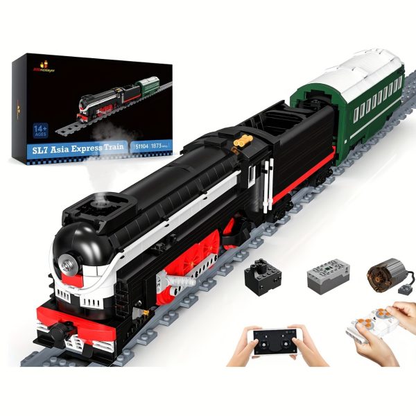 JMBricklayer SL Express Steam Train Building Block Kit, RC Train Model Kit Construction Locomotive Brick, Scale Model Train With Train Tracks, City Vehicle Brick