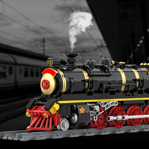 1177pcs Retro Arch Steam Train Building Block Toy Set, Steam Train Track Assembly Building Block Toys, Desktop Decoration