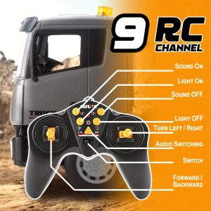 Remote Control Building Toy, 9 Channel 2.4G Wireless Electric Alloy Transport Vehicle, 1:24 Remote Control Toy Dump Truck With Lights And Sounds, Birthday, Holiday Gift Creative Toy