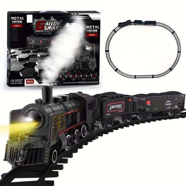 Train Set - Train Toys For Boys W/Smokes, Lights & Sound, Toy Train W/Steam Locomotive, Metal Electric Train, Train Carriages & Tracks, Toddler Model Trains For 3 4 5 6 7 8+ Years Old Kids Gifts